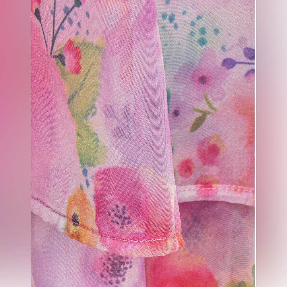LAST ONE π₯ Boho Floral Print Layer Hem Cami Dress Pink - Picture 5 of 10